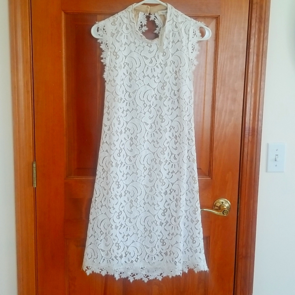 NWT white lace Francesca's dress with nude lining